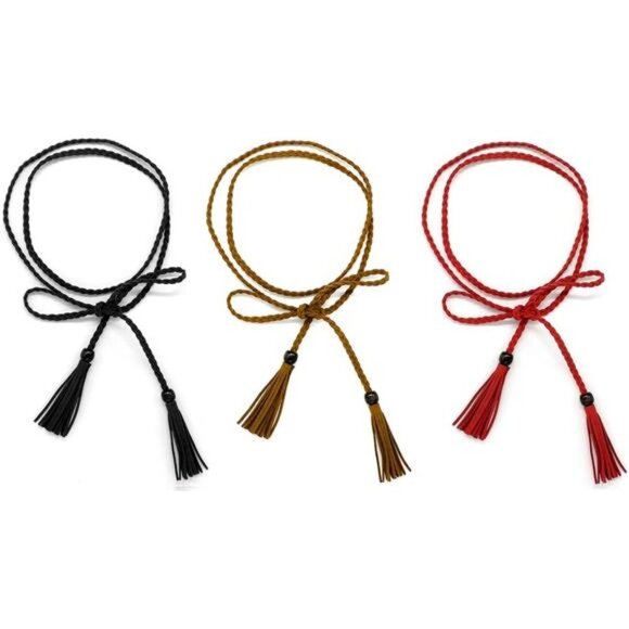 Waist Chain/Rope with Tassel Beads Vintage Style 57 inch -Pack of 3(black Coffee main image 4